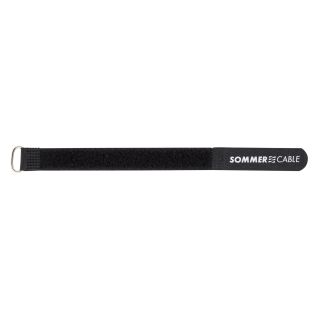 Klettband, VPE: 10 Stck., Breite: 16 mm, mit trittfester Metallöse | 20,0 cm | schwarz, Sommer-Logo | nein