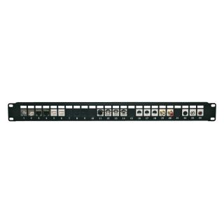 Anschlussrahmen für 24 x ClipIn-Verbinder, 19” Keystone-Patchfeld, 1 HE