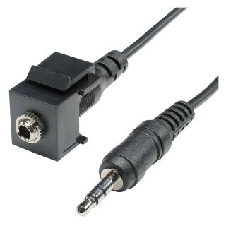 Mini-Klinkenbuchse (3,5mm) auf 1 m Kabel mit 3,5 mm Stereoklinke male, 2-pol , Kunststoff-, Patchkabel-Einbau, Keystone Clip-In, schwarz