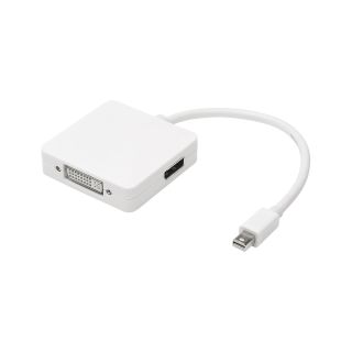 Adapterkabel | DisplayPort mini male/DisplayPort female/HDMI female/DVI female gerade, wei