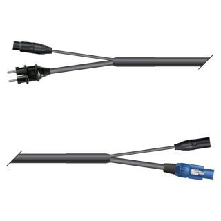AES / EBU, DMX & Power Looms | 1x XLR 3-pol female NEUTRIK | Schuko-Stecker | 1x XLR 3-pol male NEUTRIK | Powercon blau | Monolith 1,5mm² | 5,00m
