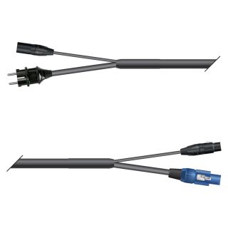 AES / EBU, DMX & Power Looms | 1x XLR 3-pol male NEUTRIK | Schuko-Stecker | 1x XLR 3-pol female NEUTRIK | Powercon blau | Monolith 1,5mm² | 5,00m