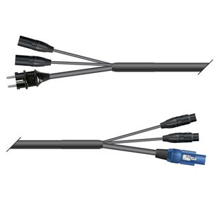 AES / EBU, DMX & Power Looms | 2x XLR 3-pol male NEUTRIK | Schuko-Stecker | 2x XLR 3-pol female NEUTRIK | Powercon blau | Monolith 1,5mm | 10,00m