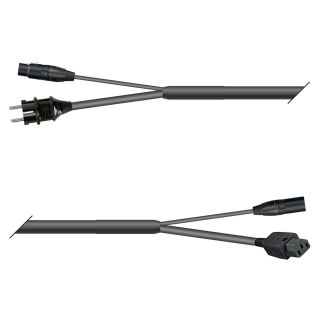 AES / EBU, DMX & Power Looms | 1x XLR 3-pol female NEUTRIK | Schuko-Stecker | 1x XLR 3-pol male NEUTRIK | Kaltgerätebuchse | Monolith 1,5mm² | 5,00m