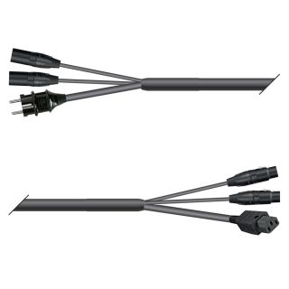 AES / EBU, DMX & Power Looms | 2x XLR 3-pol male NEUTRIK | Schuko-Stecker | 2x XLR 3-pol female NEUTRIK | Kaltgerätebuchse | Monolith 1,5mm² | 5,00m