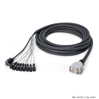 Multicore-Kabel AES / EBU, DMX & Power | 01/00 | 1x XLR 3-pol male HICON + Schuko-Stecker | Multipinbuchse | Monolith | 5,00m
