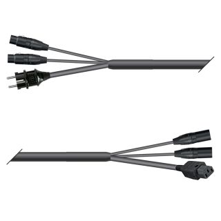AES / EBU, DMX & Power Looms | 2x XLR 5-pol female NEUTRIK | Schuko-Stecker | 2x XLR 5-pol male NEUTRIK | Kaltgerätebuchse | Monolith 1,5mm² | 10,00m