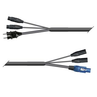 AES / EBU, DMX & Power Looms | 2x XLR 3-pol female NEUTRIK | Schuko-Stecker | 2x XLR 3-pol male NEUTRIK | Powercon blau | Monolith 2,5mm² | 10,00m