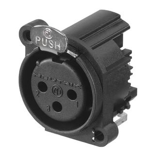 NEUTRIK® XLR, 3-pol , Kunststoff-, Printtechnik horizontal-Einbaubuchse, vergoldete(r) Kontakt(e), Type A, schwarz