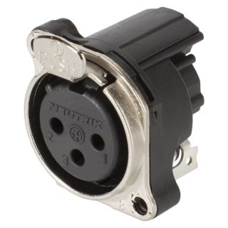 NEUTRIK® XLR, 3-pol , Kunststoff-, Printtechnik horizontal-Einbaubuchse, hartvergoldete(r) Kontakt(e), Type B, grau