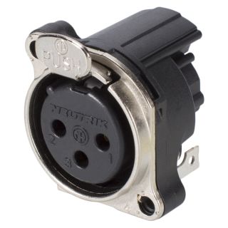 NEUTRIK® XLR, 3-pol , Metall-, Printtechnik horizontal-Einbaubuchse, vergoldete(r) Kontakt(e), Type B, chromfarben