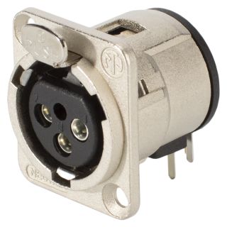 NEUTRIK® XLR, 3-pol , Metall-, Printtechnik horizontal-Einbaubuchse, versilberte(r) Kontakt(e), Type D, nickelfarben