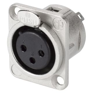 NEUTRIK® XLR, 3-pol , Metall-, Löttechnik-Einbaubuchse, versilberte(r) Kontakt(e), Type D, nickelfarben