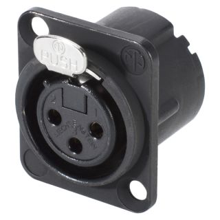 NEUTRIK® XLR, 3-pol , Metall-, Löttechnik-Einbaubuchse, vergoldete(r) Kontakt(e), Type D, schwarz verchromt