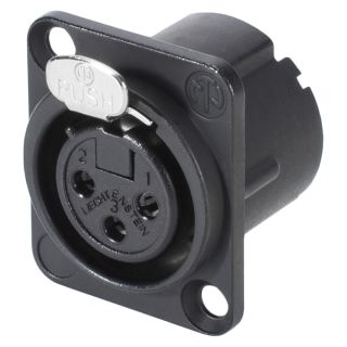 NEUTRIK® XLR, 3-pol , Metall-, Löttechnik-Einbaubuchse, versilberte(r) Kontakt(e), Type D, schwarz verchromt