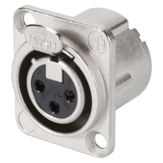 NEUTRIK® XLR, 3-pol , Metall-, Löttechnik-Einbaubuchse, versilberte(r) Kontakt(e), Type D, nickelfarben