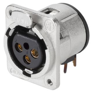 NEUTRIK® XLR, 3-pol , Metall-, Printtechnik horizontal-Einbaubuchse, versilberte(r) Kontakt(e), Type D M3, nickelfarben