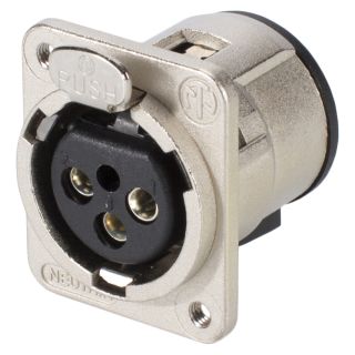 NEUTRIK® XLR, 3-pol , Metall-, Printtechnik vertikal-Einbaubuchse, versilberte(r) Kontakt(e), Type D, nickelfarben