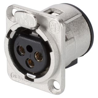 NEUTRIK® XLR, 3-pol , Metall-, Printtechnik vertikal-Einbaubuchse, versilberte(r) Kontakt(e), Type D, nickelfarben