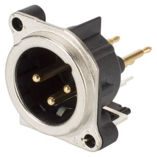 NEUTRIK® XLR, 3-pol , Metall-, Printtechnik vertikal-Einbaustecker, vergoldete(r) Kontakt(e), Type B, chromfarben