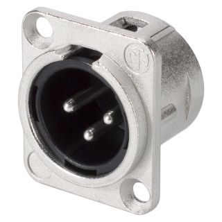 NEUTRIK® XLR, 3-pol , Metall-, Löttechnik-Einbaustecker, versilberte(r) Kontakt(e), Type D, nickelfarben