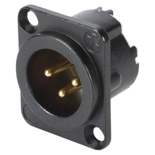 NEUTRIK® XLR, 3-pol , Metall-, Löttechnik-Einbaustecker, vergoldete(r) Kontakt(e), Type D, schwarz verchromt