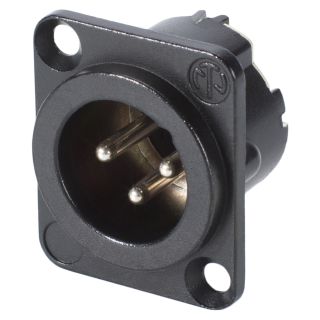 NEUTRIK® XLR, 3-pol , Metall-, Löttechnik-Einbaustecker, versilberte(r) Kontakt(e), Type D, schwarz verchromt