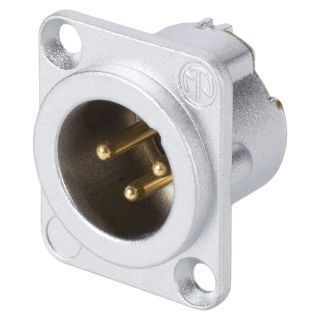NEUTRIK® XLR, 3-pol , Metall-, Löttechnik-Einbaustecker, vergoldete(r) Kontakt(e), Type D, chromfarben
