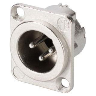 NEUTRIK® XLR, 3-pol , Metall-, Löttechnik-Einbaustecker, versilberte(r) Kontakt(e), Type D, nickelfarben