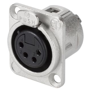 NEUTRIK® XLR, 4-pol , Metall-, Löttechnik-Einbaubuchse, versilberte(r) Kontakt(e), Type D, nickelfarben