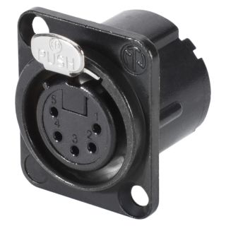 NEUTRIK® XLR, 5-pol , Metall-, Löttechnik-Einbaubuchse, vergoldete(r) Kontakt(e), Type D, schwarz verchromt