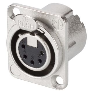 NEUTRIK® XLR, 5-pol , Metall-, Löttechnik-Einbaubuchse, versilberte(r) Kontakt(e), Type D, nickelfarben