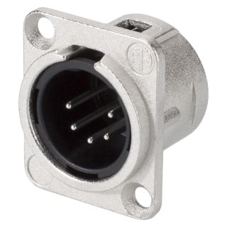 NEUTRIK® XLR, 5-pol , Metall-, Löttechnik-Einbaustecker, versilberte(r) Kontakt(e), Type D, nickelfarben