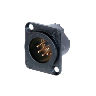 NEUTRIK® XLR, 5-pol , Metall-, Löttechnik-Einbaustecker, vergoldete(r) Kontakt(e), Type D, schwarz verchromt