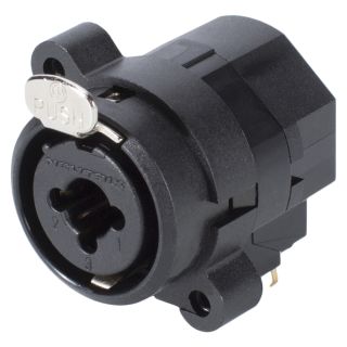 NEUTRIK® XLR / Klinke (6,3mm), 3-pol , Kunststoff-, Printtechnik horizontal-Einbaubuchse, vergoldete(r) Kontakt(e), Type C, schwarz