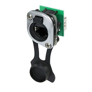 NEUTRIK® RJ45 CAT.5e, UL50E , 8-pol , Metall-, Patch-Einbaubuchse, vergoldete(r) Kontakt(e), Type D, nickelfarben