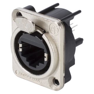 NEUTRIK® RJ45 CAT.5e, 8-pol , Metall-, Printtechnik vertikal-Einbaubuchse, vergoldete(r) Kontakt(e), Type D, nickelfarben