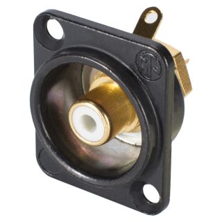 NEUTRIK® Cinch (RCA), 2-pol , Metall-, Löttechnik-Einbaubuchse, vergoldete(r) Kontakt(e), Type D, schwarz verchromt
