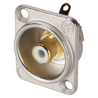 NEUTRIK® Cinch (RCA), 2-pol , Metall-, Löttechnik-Einbaubuchse, vergoldete(r) Kontakt(e), Type D, nickelfarben