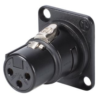 NEUTRIK® XLR, 3-pol , Metall-, Löttechnik-Einbaubuchse, vergoldete(r) Kontakt(e), Type D, schwarz verchromt