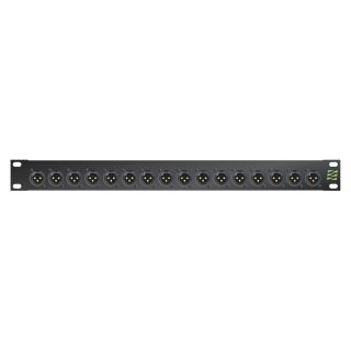 Sommer cable Audio-Steckfeld XLR , 1 HE, 12 BE, XLR 3-pol male/XLR 3-pol female; HICON; vergoldete Kontakte, 2 mm Stahlblech, Farbe: schwarz | 00/16