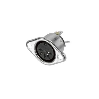 REAN Midi, 5-pol , Metall-, Löttechnik-Einbaubuchse, versilberte(r) Kontakt(e), speziell, silbergrau