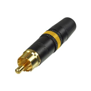 REAN Cinch (RCA), 2-pol , Kunststoff-, Löttechnik-Kabelstecker, vergoldete(r) Kontakt(e), gerade, schwarz