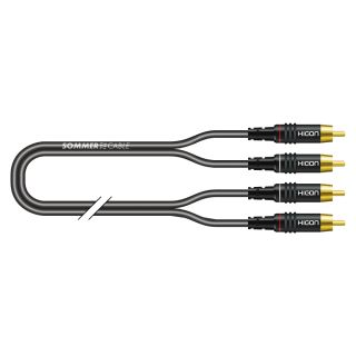 RCA-Cinch-Patchkabel, unsymmetrisch SC-Onyx, 1  x  0,25 mm² | RCA-Cinch / RCA-Cinch, HICON | 5,00m | schwarz