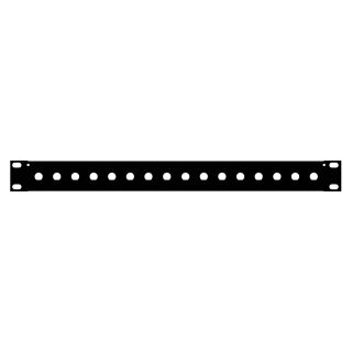 Rack Panel, mit BNC Bohrungen, Oberfläche RAL 9011 glatt matt, 1 HE, Stahlblech, 1.2mm, schwarz
