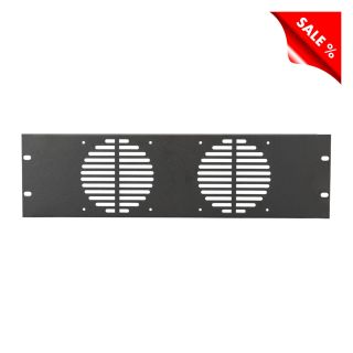 Rack Panel, zur Ventilation und mit Lüfteraussparungen, 1,2 mm, Stahl, 3 HE, schwarz