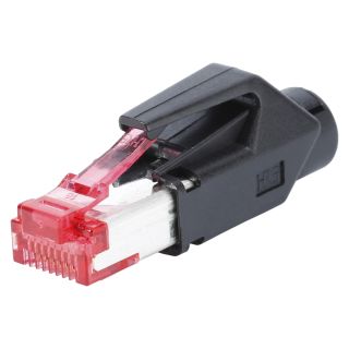 HIROSE RJ45 CAT.6, 8-pol , Kunststoff-, Crimp-Kabelstecker, vergoldete(r) Kontakt(e), gerade | schwarz