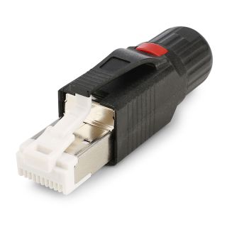 RJ45 CAT.6a, 8-pol , Kunststoff-, Schneid-Klemmtechnik-Kabelstecker, vergoldete(r) Kontakt(e), gerade, schwarz