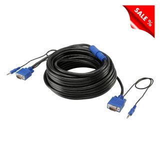 Adapterkabel | VGA 15-pol HQ male + Miniklinke male 3,5 mm stereo gerade, schwarz