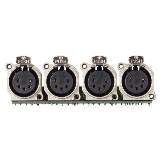 Steckverbinder-Modul 4 x XLR B-Serie female, 5-pol , 1 HE, 3 BE, Metall-, 20 Aufzugklemmen, Flachstecker 14-pol-, versilberte(r) Kontakt(e), nickelfarben, fr SYS-Gehuseserien